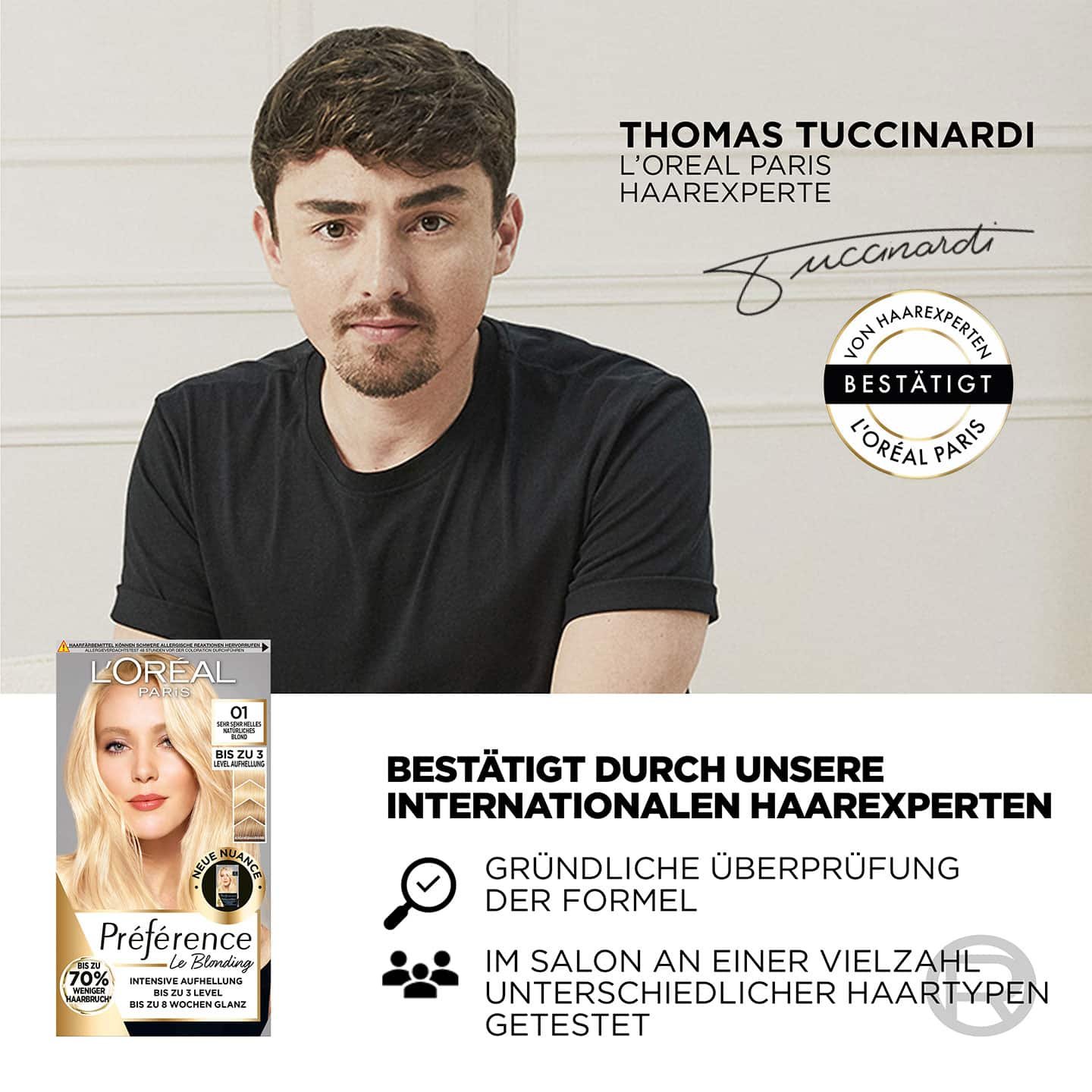Préférence Le Blonding Produktabbildung plus Foto von Haarexperte Thomas Tuccinardi